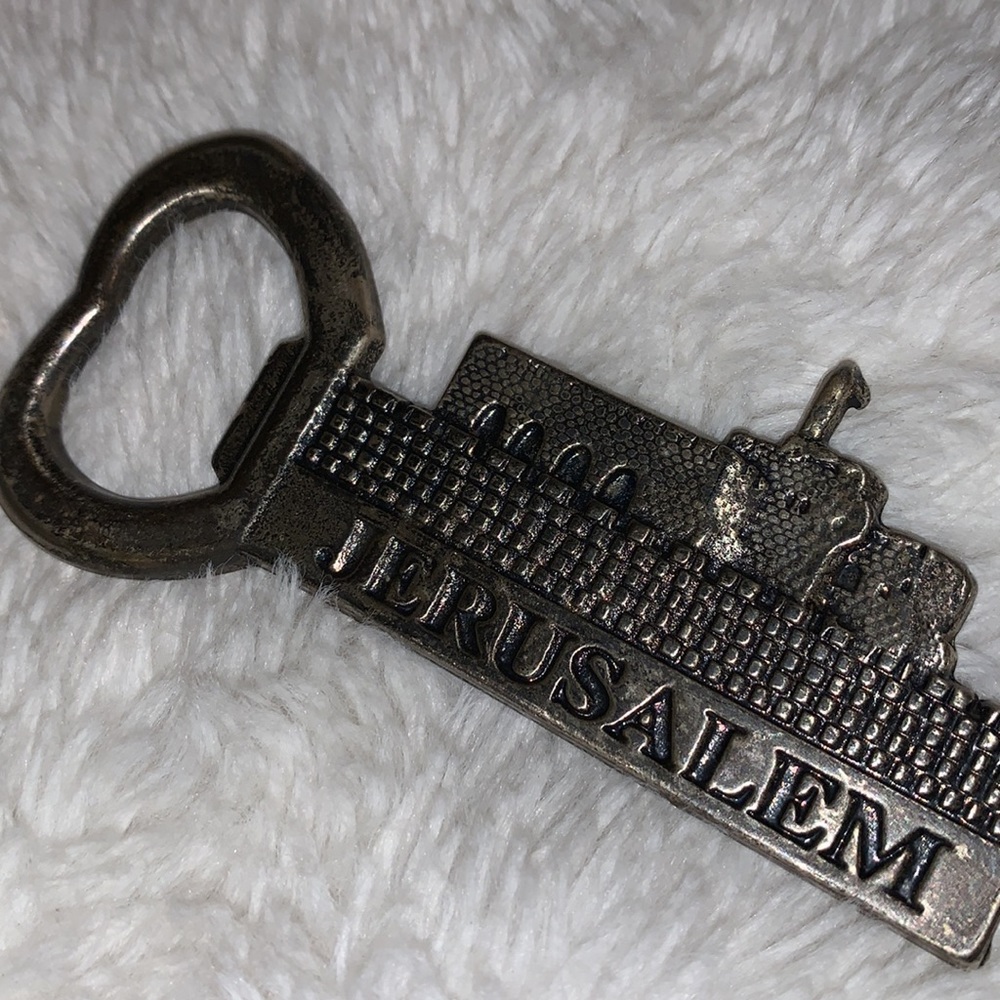 Jerusalem Pewter bottle opener with magnet